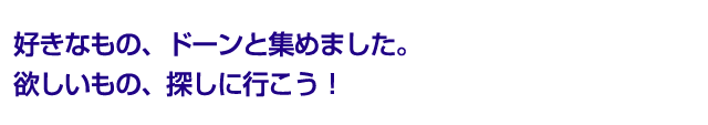 好きなもの、ドーンと集めました。欲しいもの、探しに行こう！